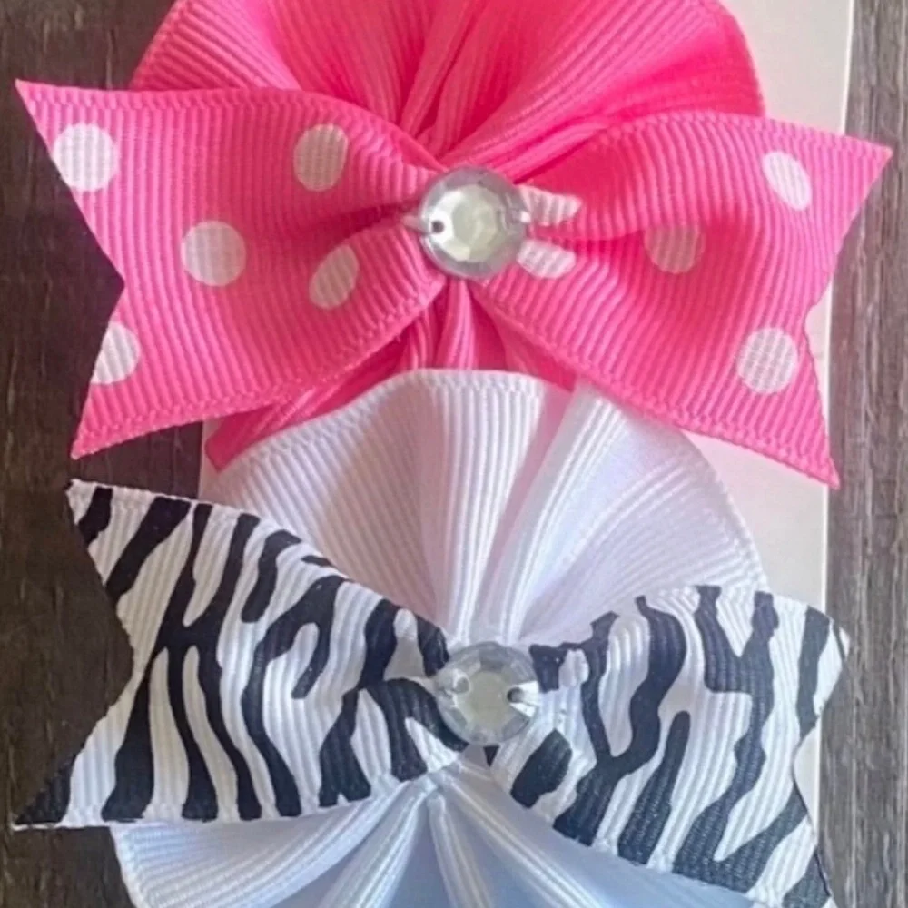 💞 New Little Girls 4-Piece Hair Bow Clip Set